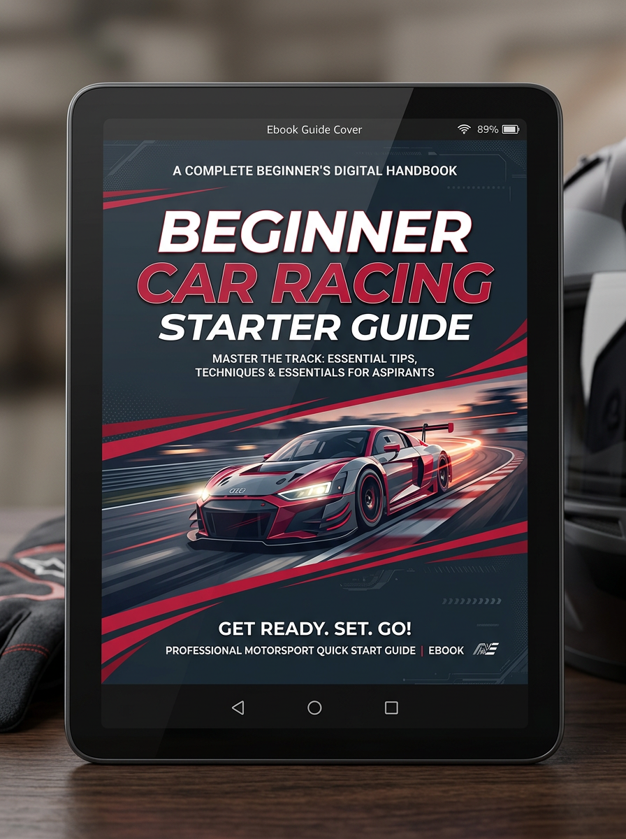 The Beginner's Car Racing Starter Guide Cover Mockup